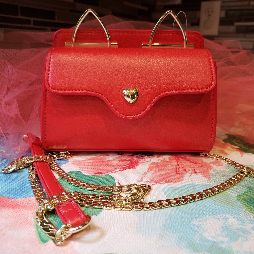 Luv Betsey Red Cat Crossbody Handbag